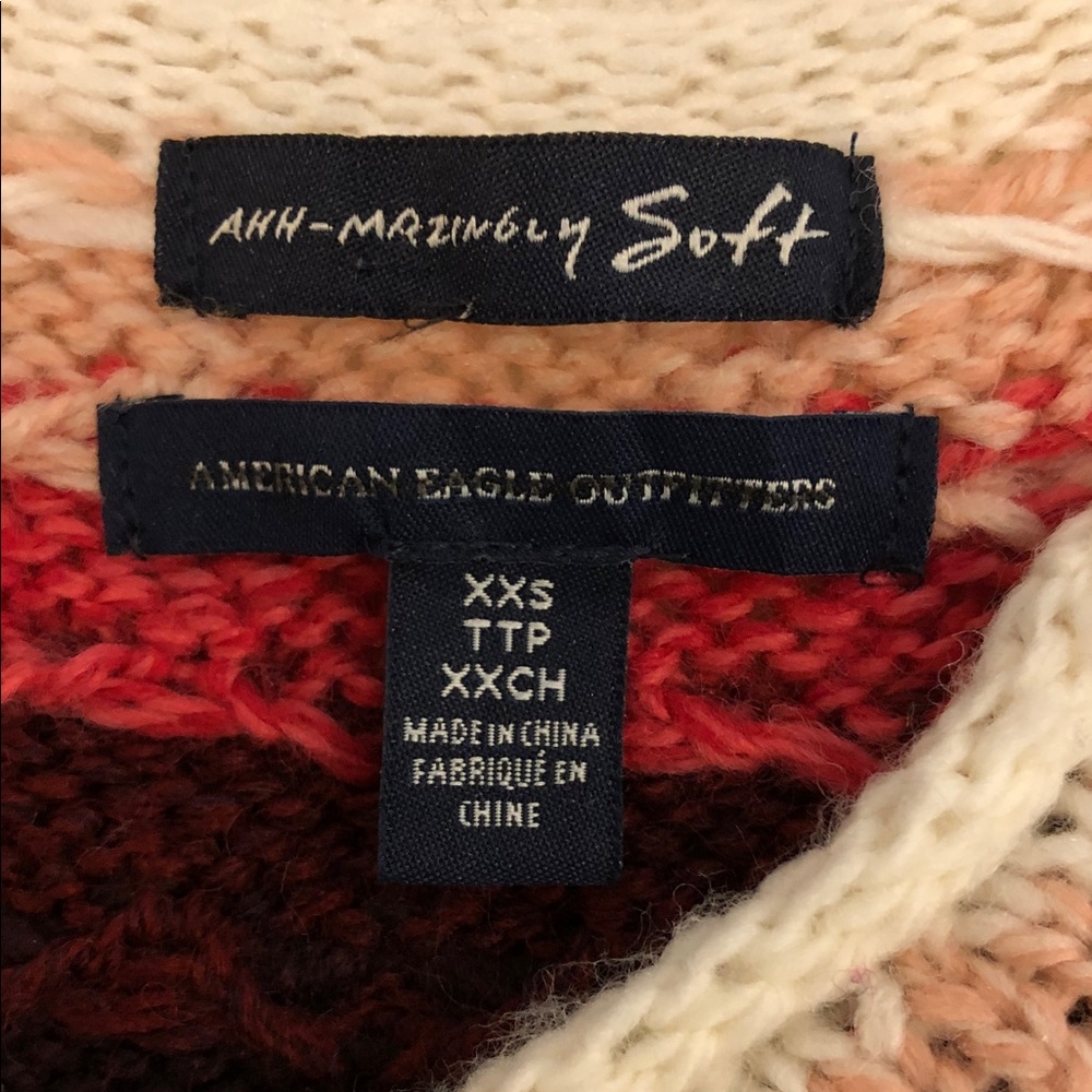 American Eagle Outfitters Rainbow Chevron Sweater XXS Wool Blend Pullover Y2K - Picture 6 of 10